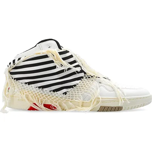 Smith Leather Sneakers with Perforated Detail , female, Sizes: 5 UK, 4 UK, 6 UK, 3 UK - Saint Laurent - Modalova