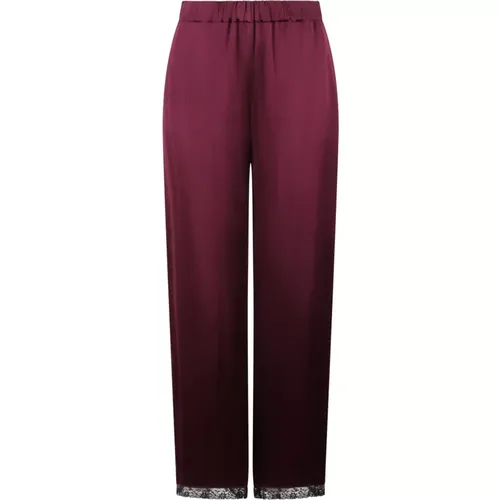 Elegant Lace Hem Wide Trousers , female, Sizes: M - Semicouture - Modalova