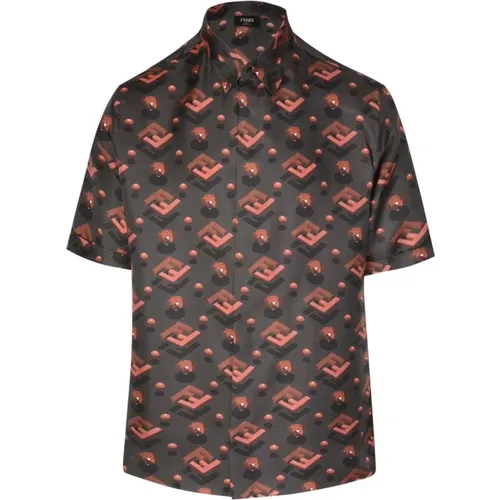 Printed SS Shirt , male, Sizes: L - Fendi - Modalova