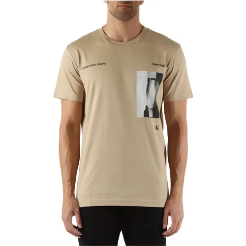 T-Shirt aus Baumwolle mit geprägtem Logo , Herren, Größe: M - Calvin Klein Jeans - Modalova