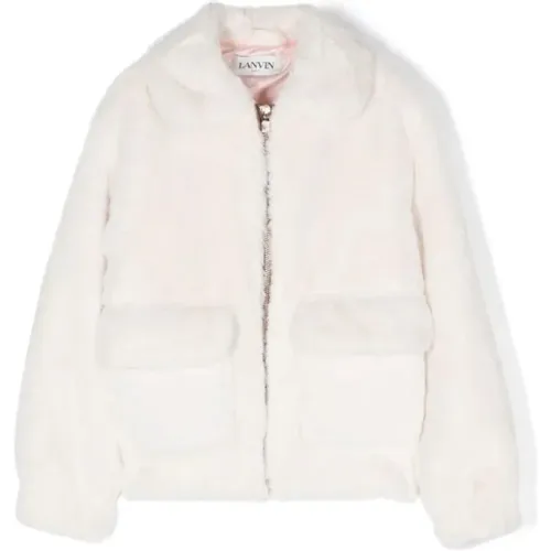 Faux Shearling Jacke Elfenbein Debossed Logo - Lanvin - Modalova