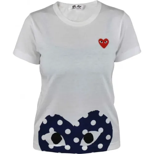 Herzdruck Weiße Baumwoll-T-Shirt - Comme des Garçons - Modalova