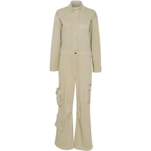 Cargo-inspired Jumpsuit with Long Sleeves and High Neck , female, Sizes: L, XL, S, 2XL, M, XS - Gestuz - Modalova