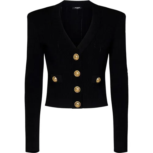 Knitwear Cardigan Aw24 , female, Sizes: M - Balmain - Modalova