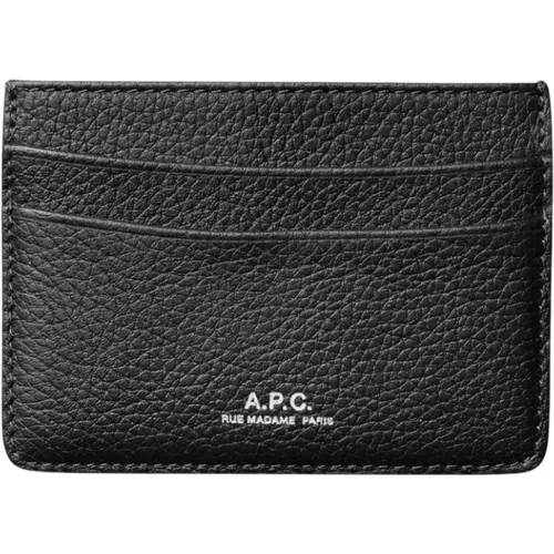 Leather Cardholder with Logo , male, Sizes: ONE SIZE - A.p.c. - Modalova