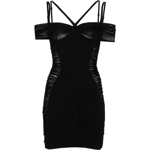 Schwarzes Kleid mit Mesh-Details - Mugler - Modalova