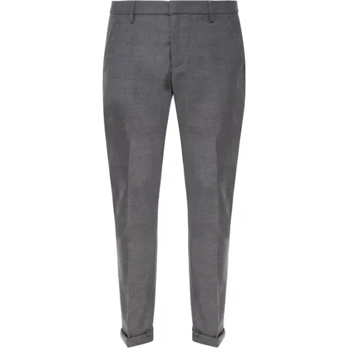 Grey Wool Blend Trousers Ankle Length , male, Sizes: W32, W40, W38 - Dondup - Modalova