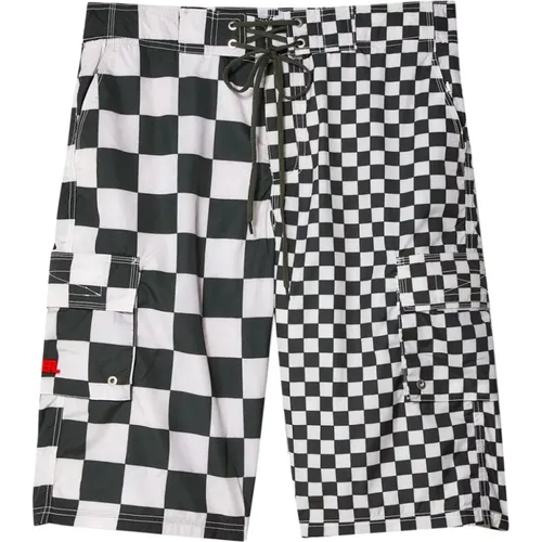 MultiColour Check Pattern Cargo Trousers , male, Sizes: L, M - ERL - Modalova