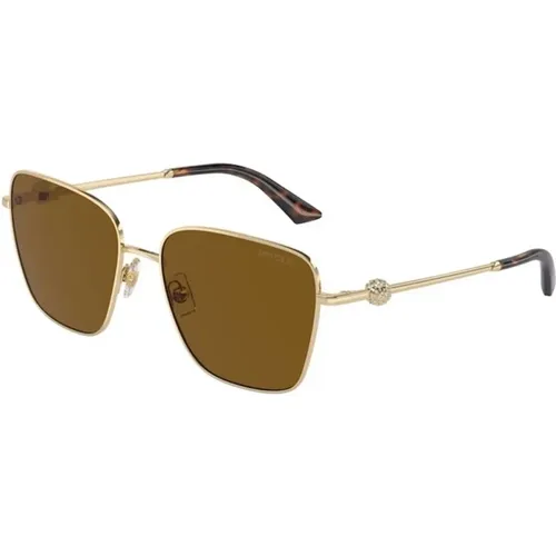 Goldrahmen Braune Polarisierte Sonnenbrille , unisex, Größe: 56 MM - Jimmy Choo - Modalova