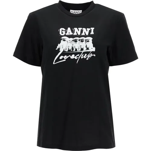 Logo Print Relaxed Fit T-Shirt - Ganni - Modalova
