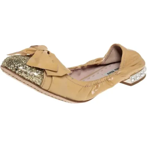 Pre-owned Leather flats , female, Sizes: 5 1/2 UK - Miu Miu Pre-owned - Modalova