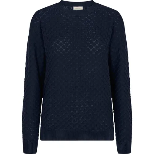 Marineblauer Pullover mit Muster - FREEQUENT - Modalova