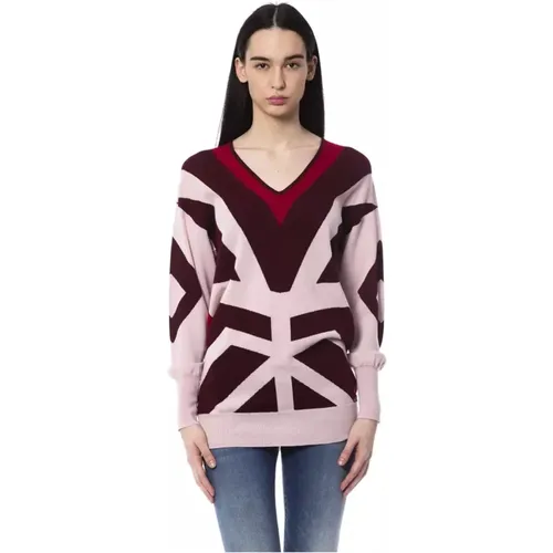 Burgundy Oversized V-neck Sweater , female, Sizes: L, M, S - Byblos - Modalova