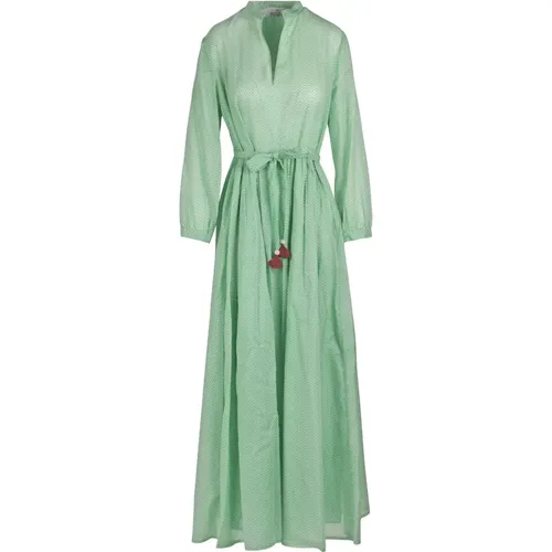 Cotton V-Neck Long Dress , female, Sizes: S - NIU - Modalova