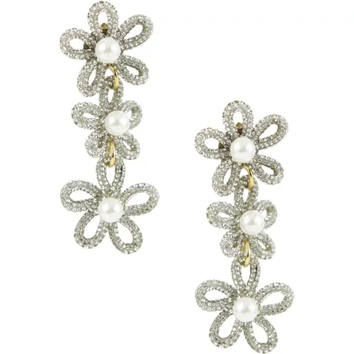 Daisy Crystal Pearl Earrings , female, Sizes: ONE SIZE - Rosantica - Modalova