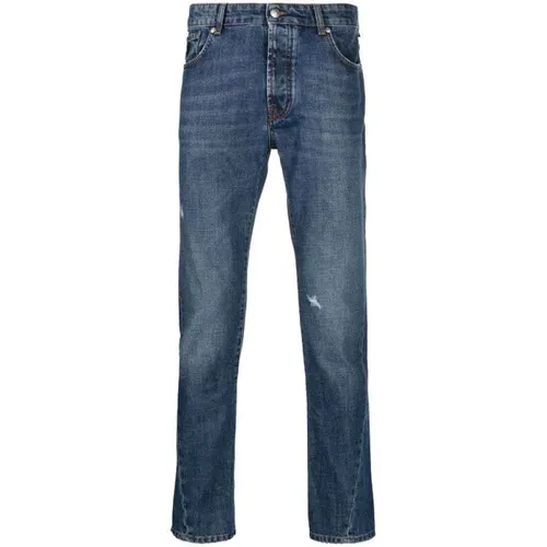Slim-Fit Jeans mit Distressed-Details,Schmal geschnittene Jeans mit Rissen und H-Logo - John Richmond - Modalova