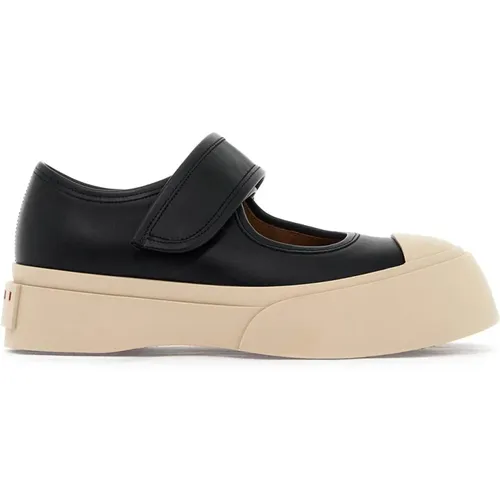 Chunky Platform Mary Jane Leder Sneakers , Damen, Größe: 36 EU - Marni - Modalova