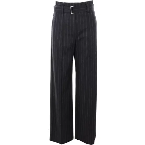 Wide Leg Anthracite Wool Trousers , female, Sizes: M, XS, 2XS - BRUNELLO CUCINELLI - Modalova