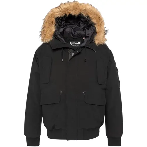 Kurze Jacke mit Kunstfellkapuze , Herren, Größe: 2XL - Schott NYC - Modalova