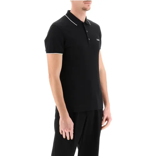 Logoed Cotton Polo Shirt with Contrast Trims , male, Sizes: M - Ermenegildo Zegna - Modalova