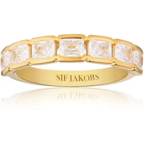 Eleganter Goldplattierter Zirkonia Ring , Damen, Größe: 54 MM - Sif Jakobs Jewellery - Modalova