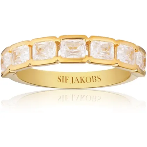 Eleganter Goldplattierter Zirkonia Ring , Damen, Größe: 56 MM - Sif Jakobs Jewellery - Modalova