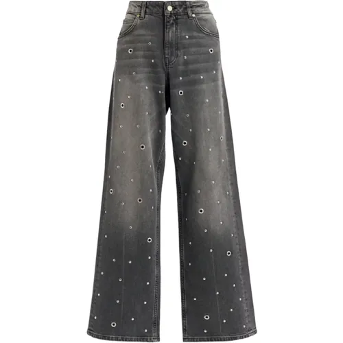 High-Waist graue Jeans mit Ösen - Essentiel Antwerp - Modalova