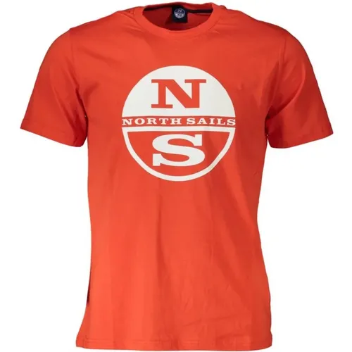 Rotes Logo-T-Shirt für Männer , Herren, Größe: L - North Sails - Modalova