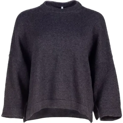 Dunkelgrauer Boxy-Strickpullover , Damen, Größe: M - Liviana Conti - Modalova