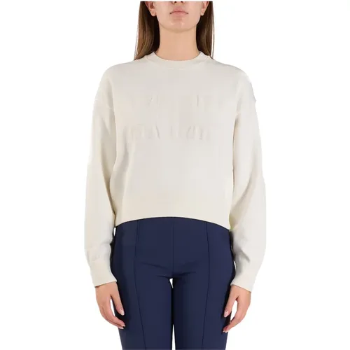 Gekürzter Viskose-Sweatshirt mit Logo-Stickerei , Damen, Größe: M - Elisabetta Franchi - Modalova