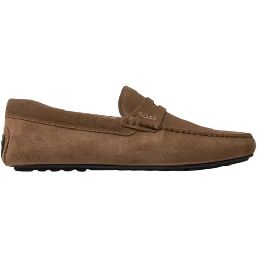 Timeless Suede Penny Loafer , male, Sizes: 8 UK - Hugo Boss - Modalova