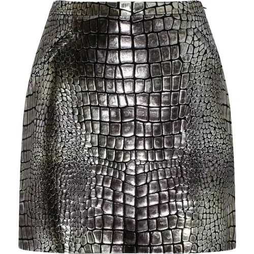 Metallic Croc Effect Leather Mini Skirt , female, Sizes: 2XS - Tom Ford - Modalova