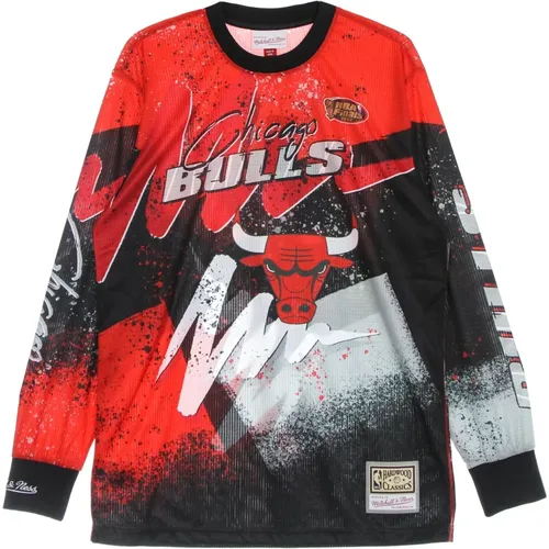 Chicago Bulls Long Sleeve T-Shirt , male, Sizes: L, M, S, XL - Mitchell & Ness - Modalova