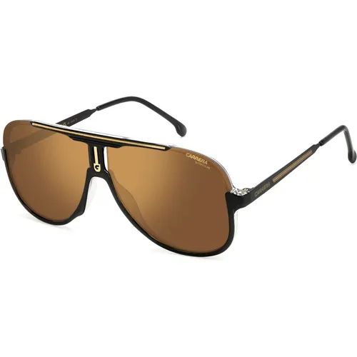 Stilvolle Sonnenbrille Schwarz Braun/Braun Gold , Herren, Größe: 64 MM - Carrera - Modalova