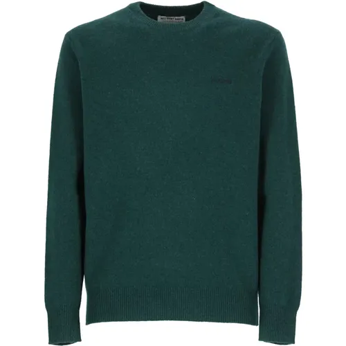 Grüner Woll-Crewneck-Pullover mit besticktem Logo , Herren, Größe: XL - Saint Barth - Modalova