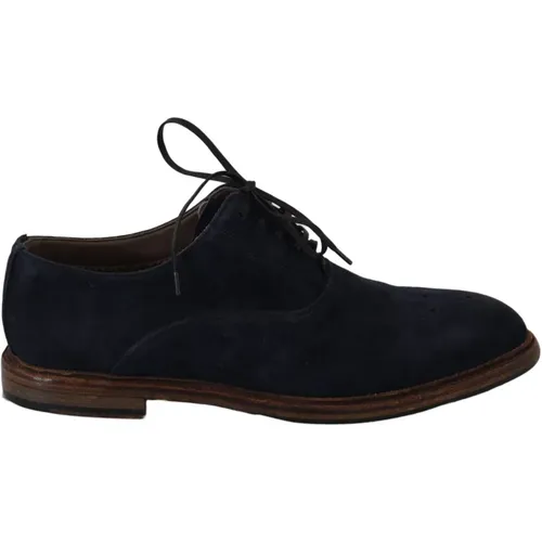 Blaue Leder Marsala Derby Schuhe , Herren, Größe: 41 EU - Dolce & Gabbana - Modalova