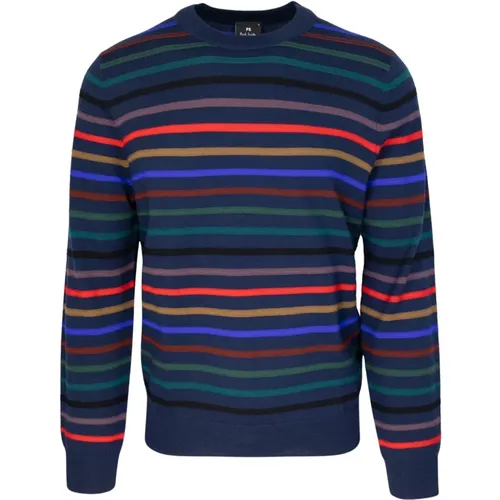 Blue Striped Crewneck Sweater , male, Sizes: M, L, S - PS By Paul Smith - Modalova