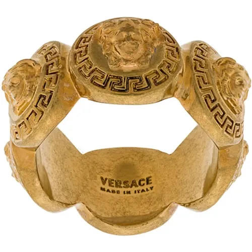 Golden Medusa Coin Brass Bracelet , female, Sizes: 2XS, S, M - Versace - Modalova