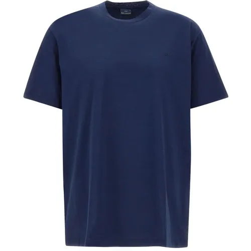 Herren Navy Blaues Baumwoll-T-Shirt mit Mini Logo , Herren, Größe: L - PAUL & SHARK - Modalova