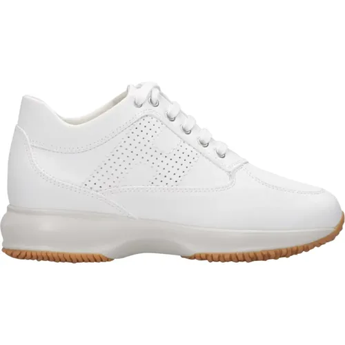 Weiße Leder Sneakers mit Perforierter Seite , Damen, Größe: 35 1/2 EU - Hogan - Modalova