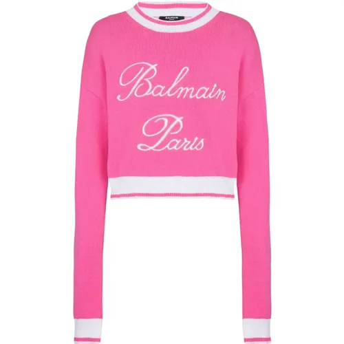 Signature knit jumper , female, Sizes: M, XS, S - Balmain - Modalova