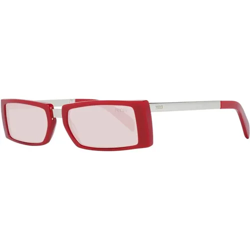 Rote Rechteckige Sonnenbrille mit Rosenlinsen , Damen, Größe: ONE Size - EMILIO PUCCI - Modalova