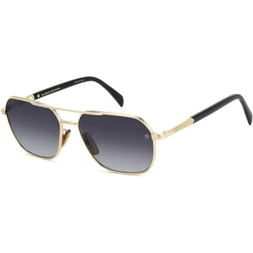 Gold Black Sungles with Dark Grey Shaded Lenses , unisex, Sizes: 59 MM - Eyewear by David Beckham - Modalova
