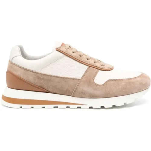 Helle Wildleder Panel Sneakers - BRUNELLO CUCINELLI - Modalova