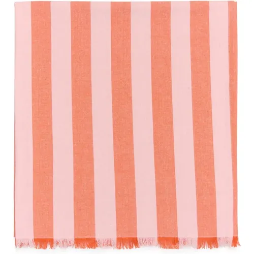 Striped Mandarin Red Towel , female, Sizes: ONE SIZE - Part Two - Modalova