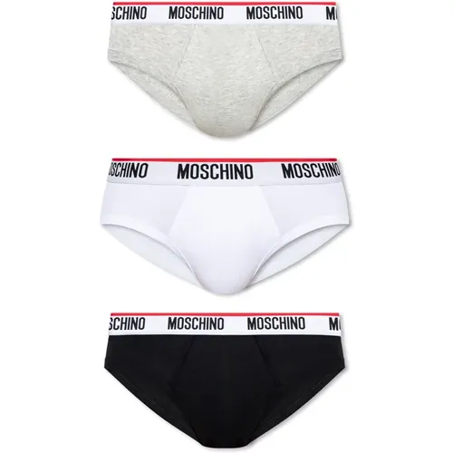 Branded briefs 3-pack , male, Sizes: S, 2XL, XL - Moschino - Modalova