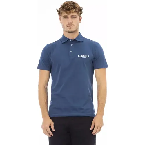 Blaues Baumwoll-Poloshirt Klassischer Stil , Herren, Größe: L - Baldinini - Modalova
