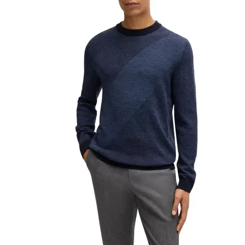 Blauer Jacquard Pullover Eclaus Modell,Blaue Jacquard-Strickpullover - Hugo Boss - Modalova