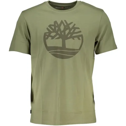 Grünes Baumwoll-T-Shirt mit Logo-Druck - Timberland - Modalova