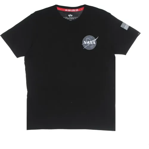 Nasa Logo Schwarzes Tee Kurzarm , Herren, Größe: XL - alpha industries - Modalova